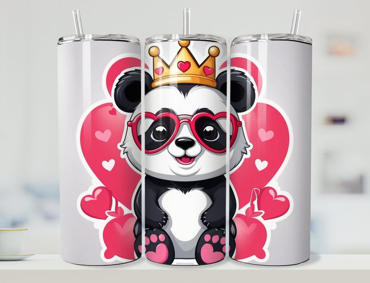 Cute Panda Valentine Tumbler |  Tumbler  | Valentine’s Day Gift Tumbler | 20 oz Skinny Tumbler - Inspired BYou Home Decor