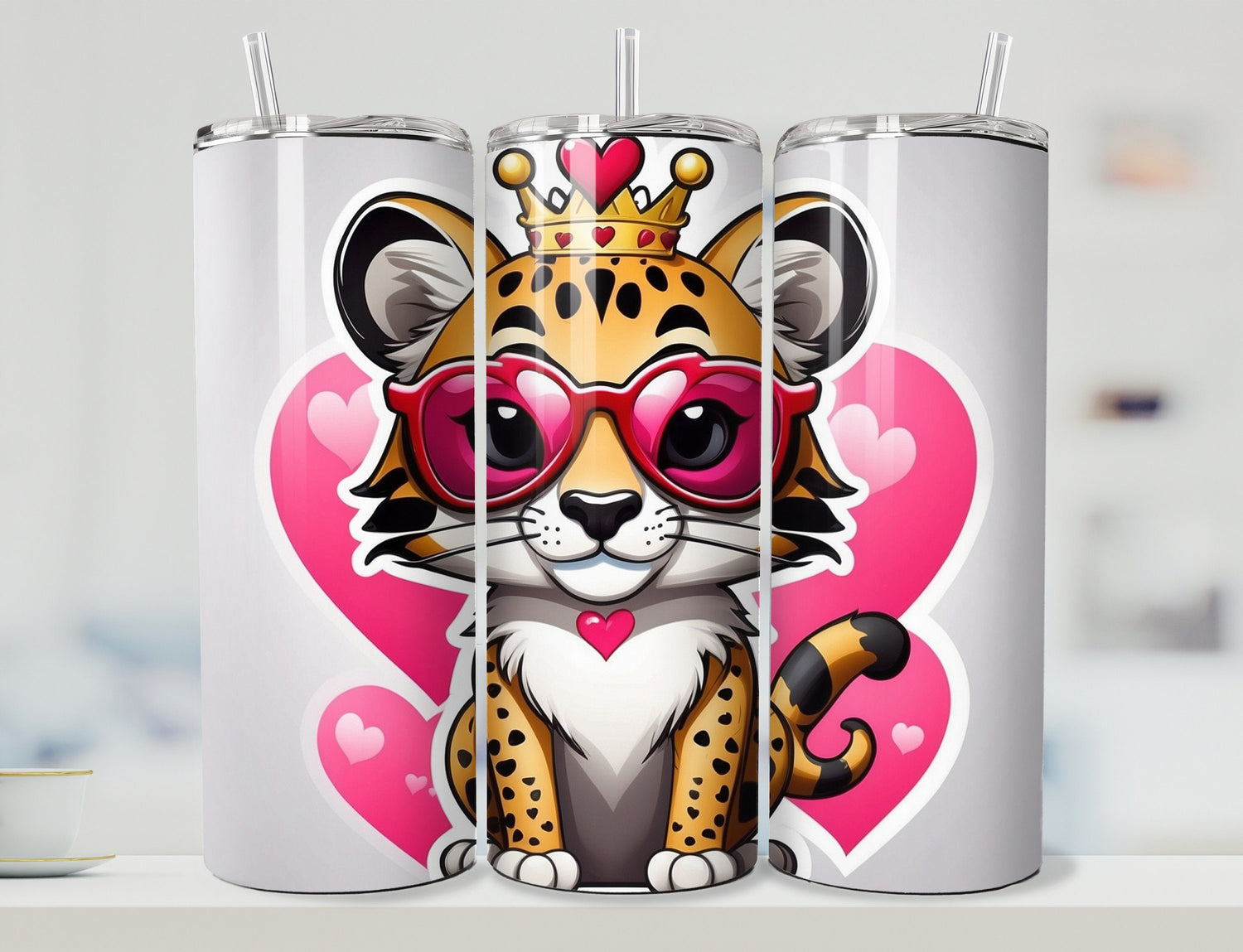 Cute Cheetah Valentine Tumbler |  Tumbler  | Valentine’s Day Gift Tumbler | 20 oz Skinny Tumbler - Inspired BYou Home Decor