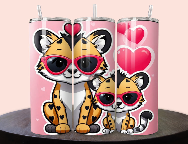 Cute Cheetah Cubs Valentine Tumbler |  Tumbler  | Valentine’s Day Gift Tumbler | 20 oz Skinny Tumbler - Inspired BYou Home Decor