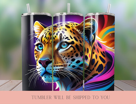 Vibrant Cheetah  Tumbler | Colorful Animal  Tumbler  | Cheetah  Tumbler | 20 oz Skinny Tumbler - Inspired BYou Home Decor
