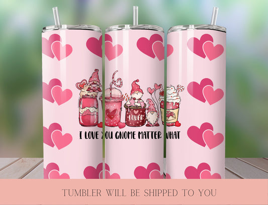 Gnome Valentine's Day  Tumbler | Valentine  Tumbler Design | Valentine’s Day Gift Tumbler - Inspired BYou Home Decor