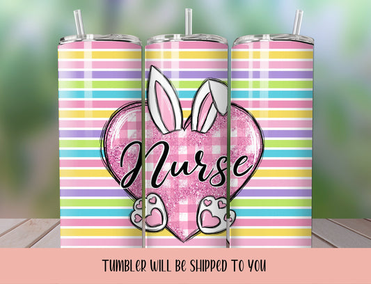 Springtime Hops Easter Bunny Nurse Tumbler: Pastel Paradise 20oz Insulated Drinkware | Nurse Tumbler - Inspired BYou Home Decor