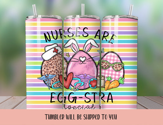 Nurse Tumbler | Cute Easter Bunny 20 ounce tumbler | Pastel Easter Tumbler - Inspired BYou Home Decor