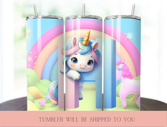 Cute Unicorn  Valentine Tumbler | unicorn Tumbler  | 20 oz unicorn Skinny Tumbler - Inspired BYou Home Decor