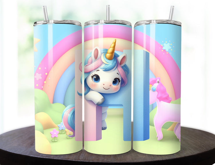 Cute Unicorn  Valentine Tumbler | unicorn Tumbler  | 20 oz unicorn Skinny Tumbler - Inspired BYou Home Decor