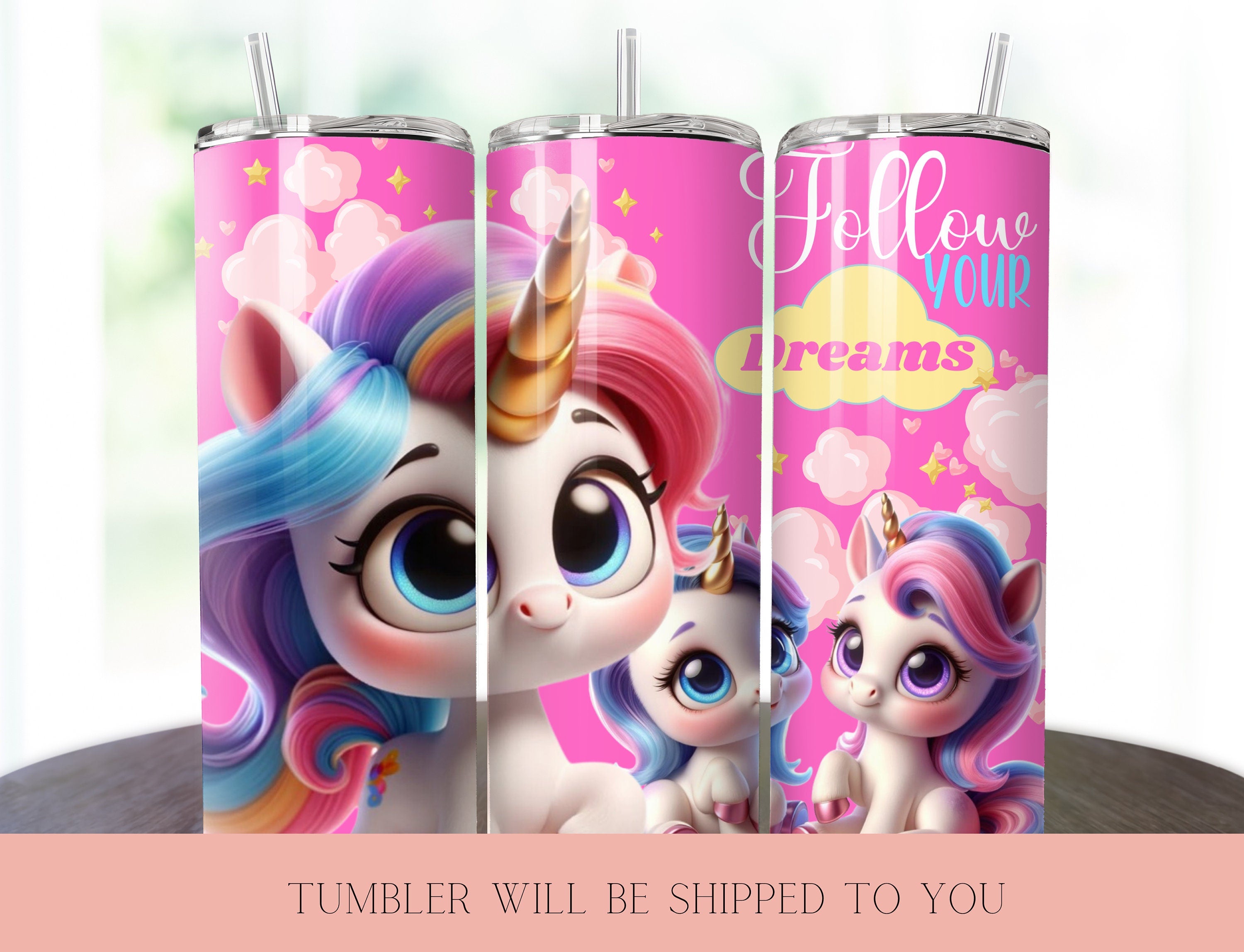Unicorns Tumbler | Cute  Tumbler  | 20 oz Inspirational Skinny Tumbler