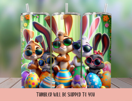 Hoppy Easter Delight 20 oz Skinny Tumbler with Charming Springtime Designs, Easter tumbler, spring colors tumbler - Inspired BYou Home Decor