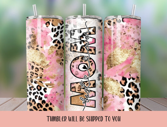 Mothers Day Tumbler | Mothers Day Gift | Mothers Day Gift Ideas | Pregnant Mother |  Pink Tumbler | Personalized Mothers Day Gift | Leopard - Inspired BYou Home Decor