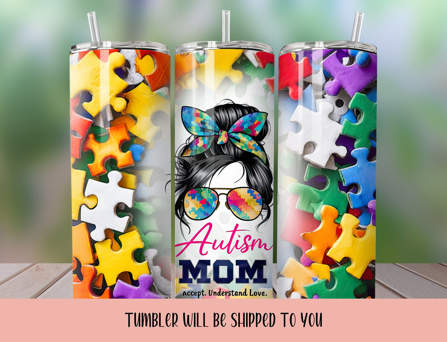 Mothers Day Tumbler | Mothers Day Gift |  Autism Mom Tumbler  | Autism Tumbler |  Colorful Tumbler | Personalized Mothers Day Gift - Inspired BYou Home Decor