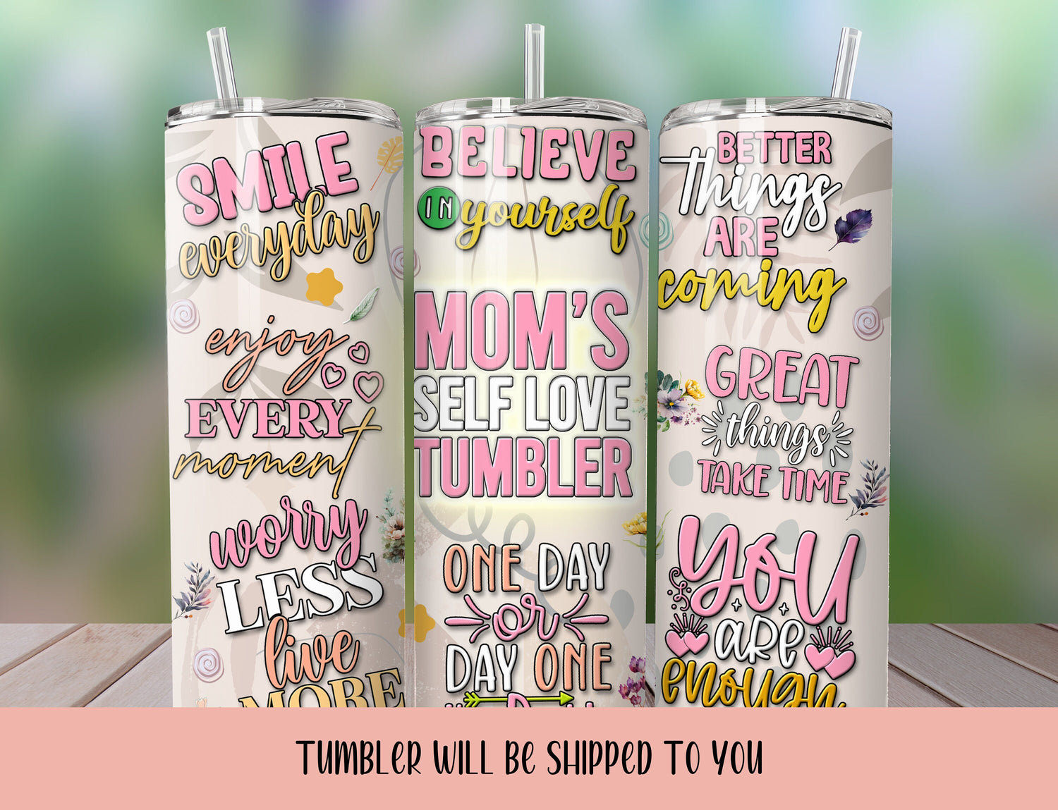 Mothers Day Tumbler | Mothers Day Gift |  Daily Affirmations Tumbler  | Self Love Tumbler |  Pink Tumbler | Personalized Mothers Day Gift - Inspired BYou Home Decor