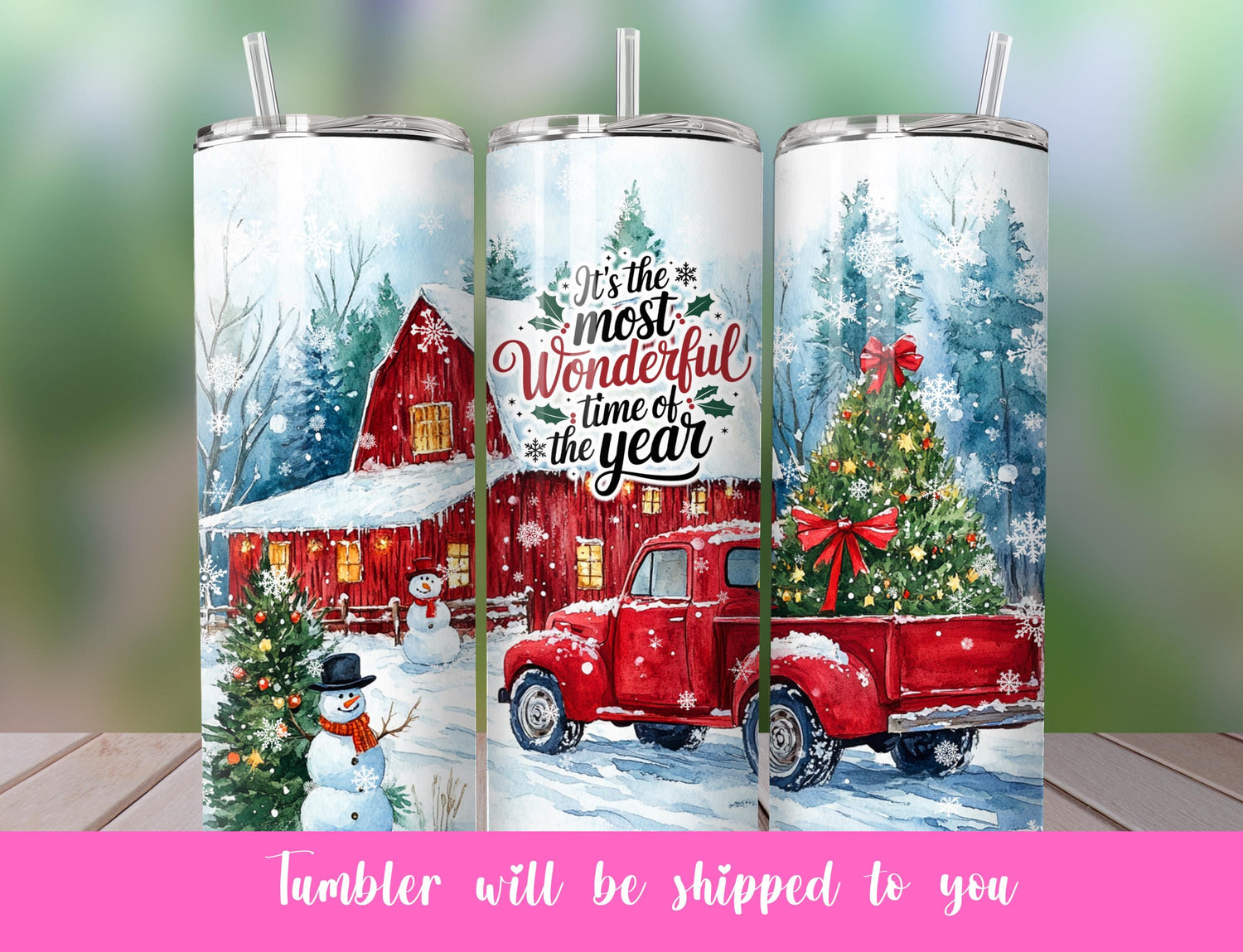 Red Christmas Truck Tumbler