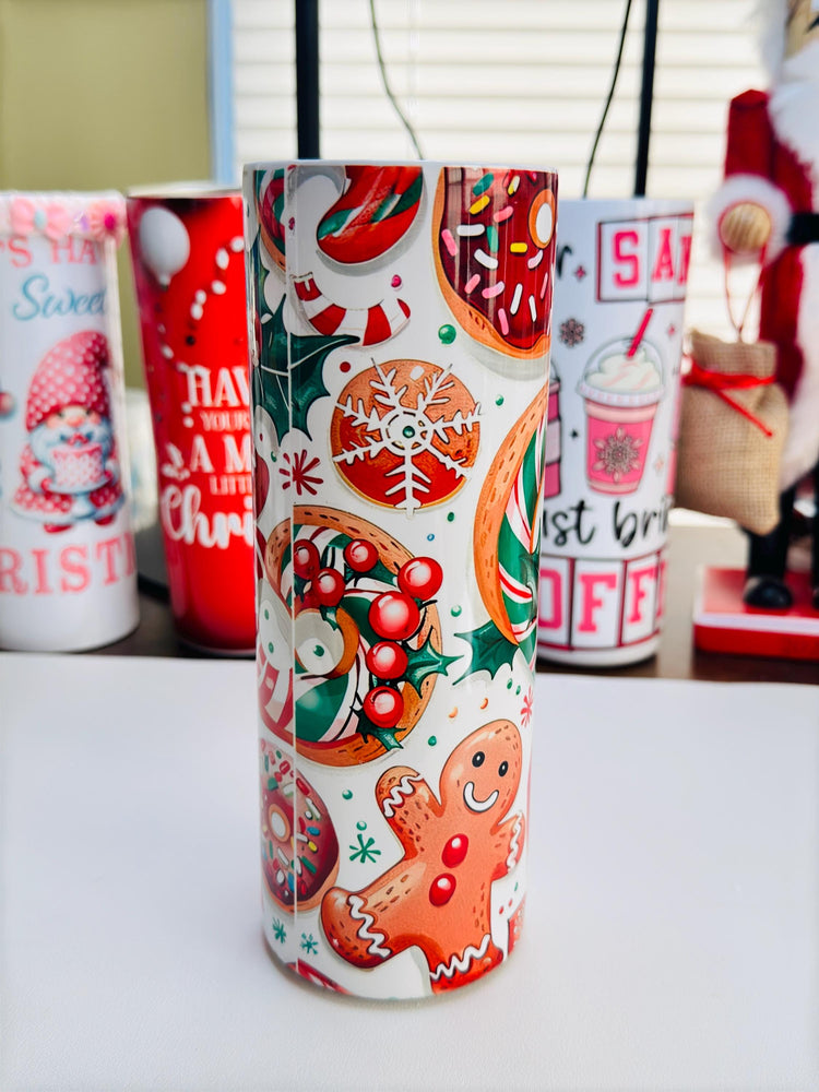 Cute Christmas  Wallpaper ounce skinny tumbler |  Christmas Tumbler | Gingerbread, Candycane Christmas Tumbler