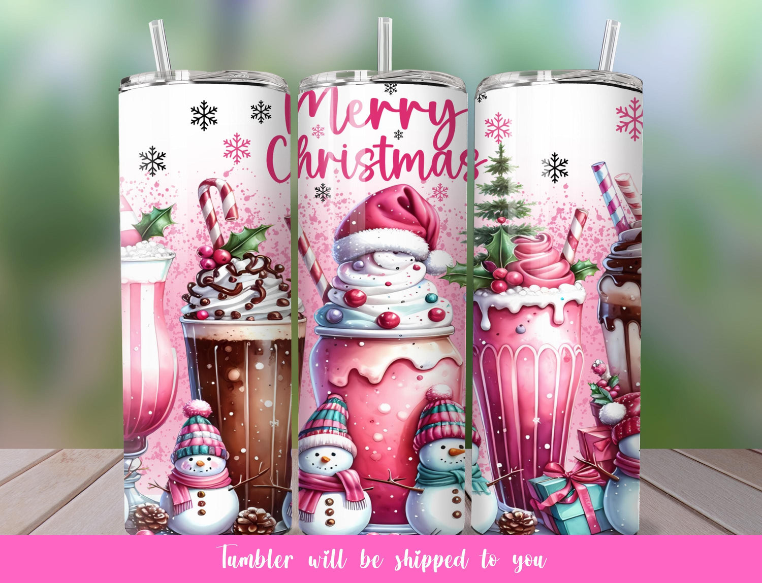 Pink Christmas Tumbler