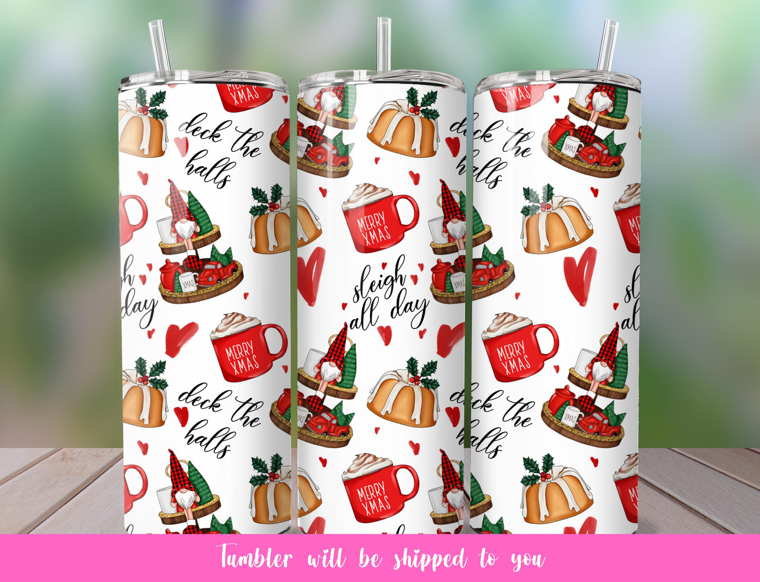 Christmas goodies wallpaper tumbler