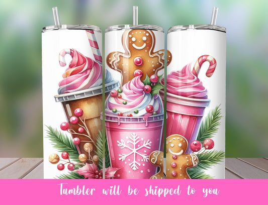 pink gingerbread tumbler