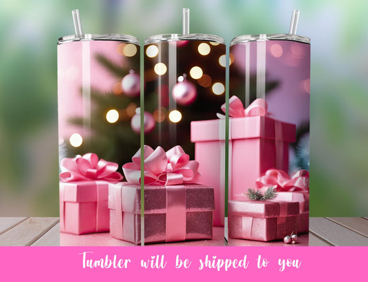 pink Christmas tumbler