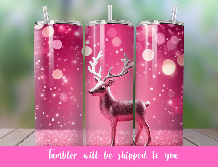 pink reindeer tumbler