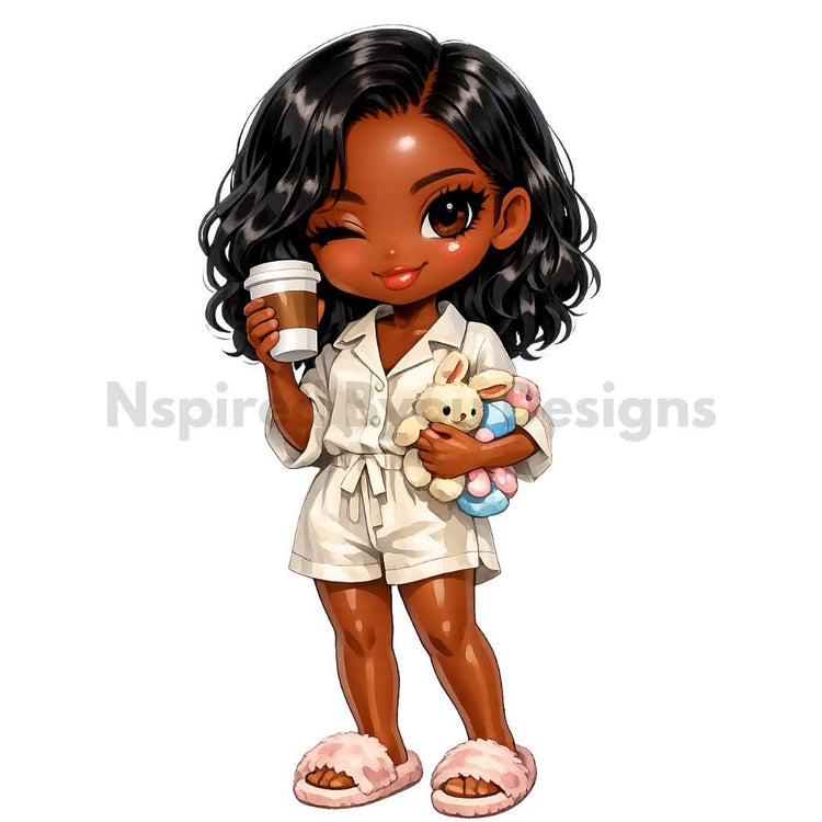 cute African American mom life chibi digital downloads