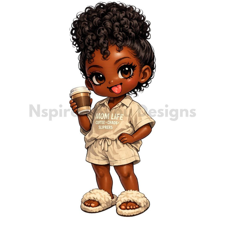 cute African American mom life chibi digital downloads