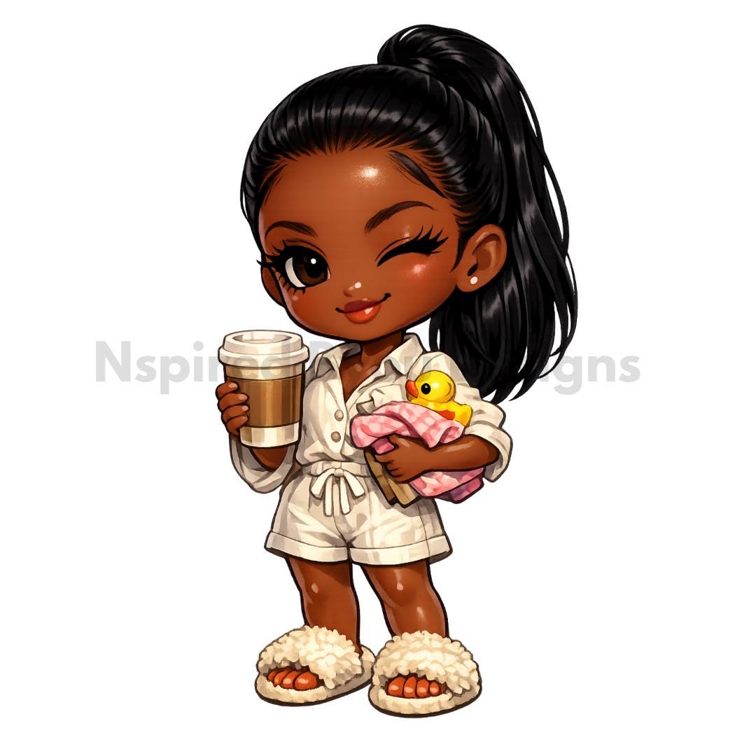 cute African American mom life chibi digital downloads
