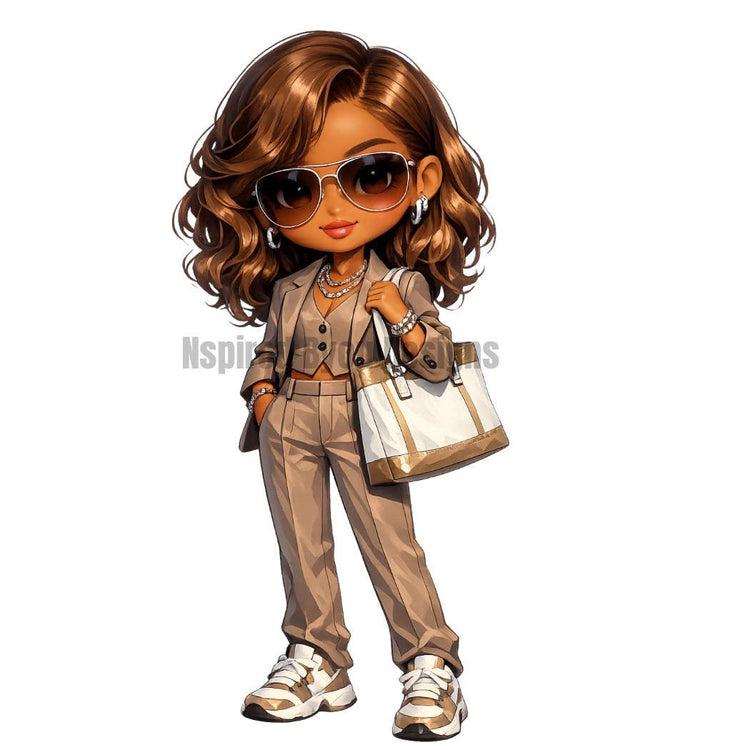 cute black woman chibi stickers of boss women, working women