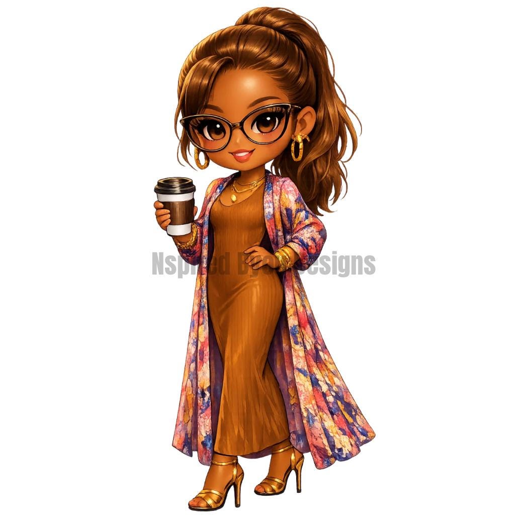 cute black woman chibi stickers of boss women, working women