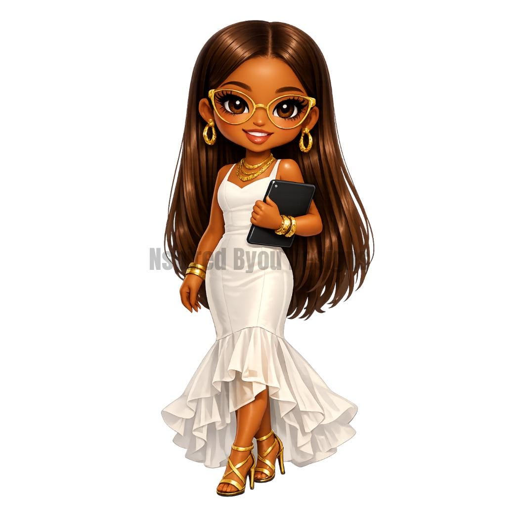 cute black woman chibi stickers of boss women, working women