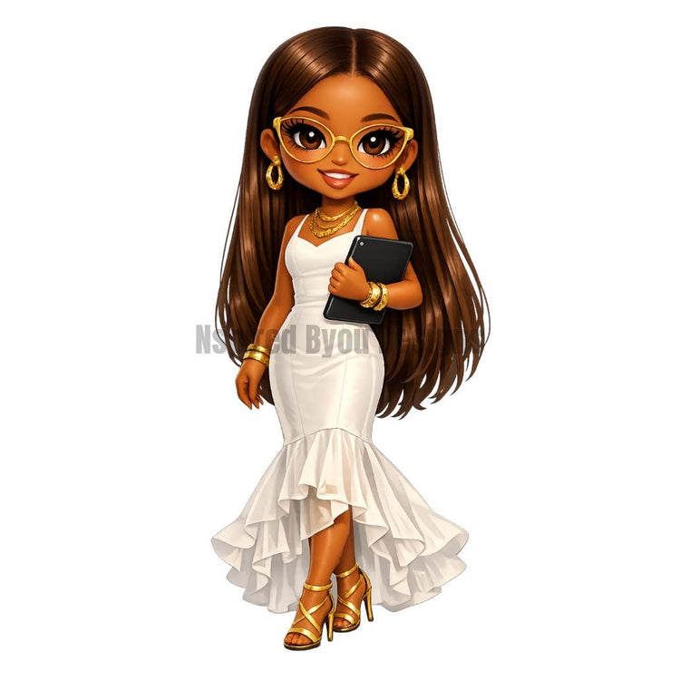 cute black woman chibi stickers of boss women, working women