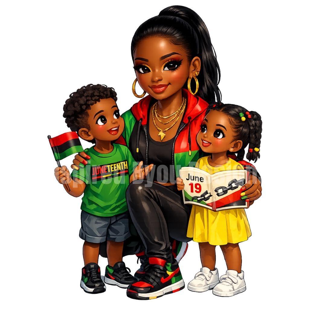 black Juneteenth chibi pictures for stickers