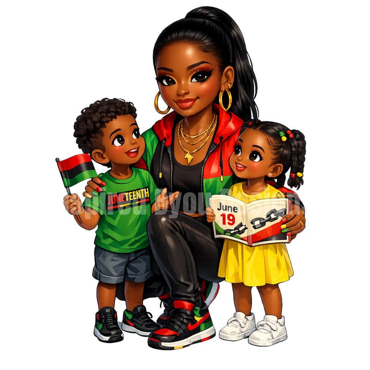 black Juneteenth chibi pictures for stickers