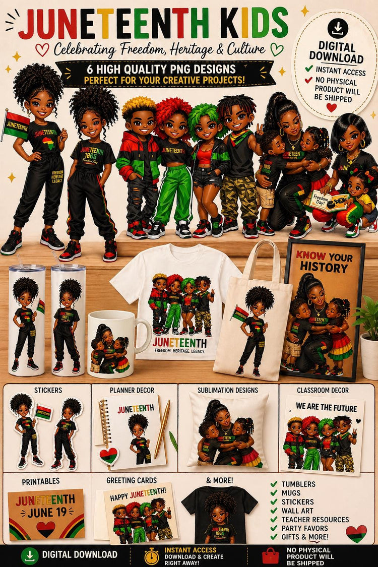black Juneteenth chibi pictures for stickers