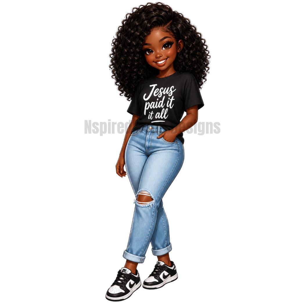 Jesus Paid It All  Collection, Black Girl PNG, Faith Based PNG, black Girl Clipart, Christian Digital Download, Tumbler Design, T-Shirt PNG - Inspired BYou Home Decor