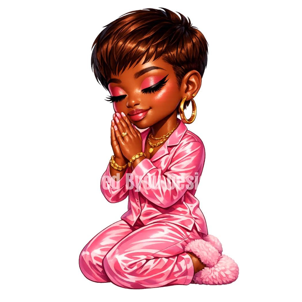 black girl chibi art faith and worship digital downloads