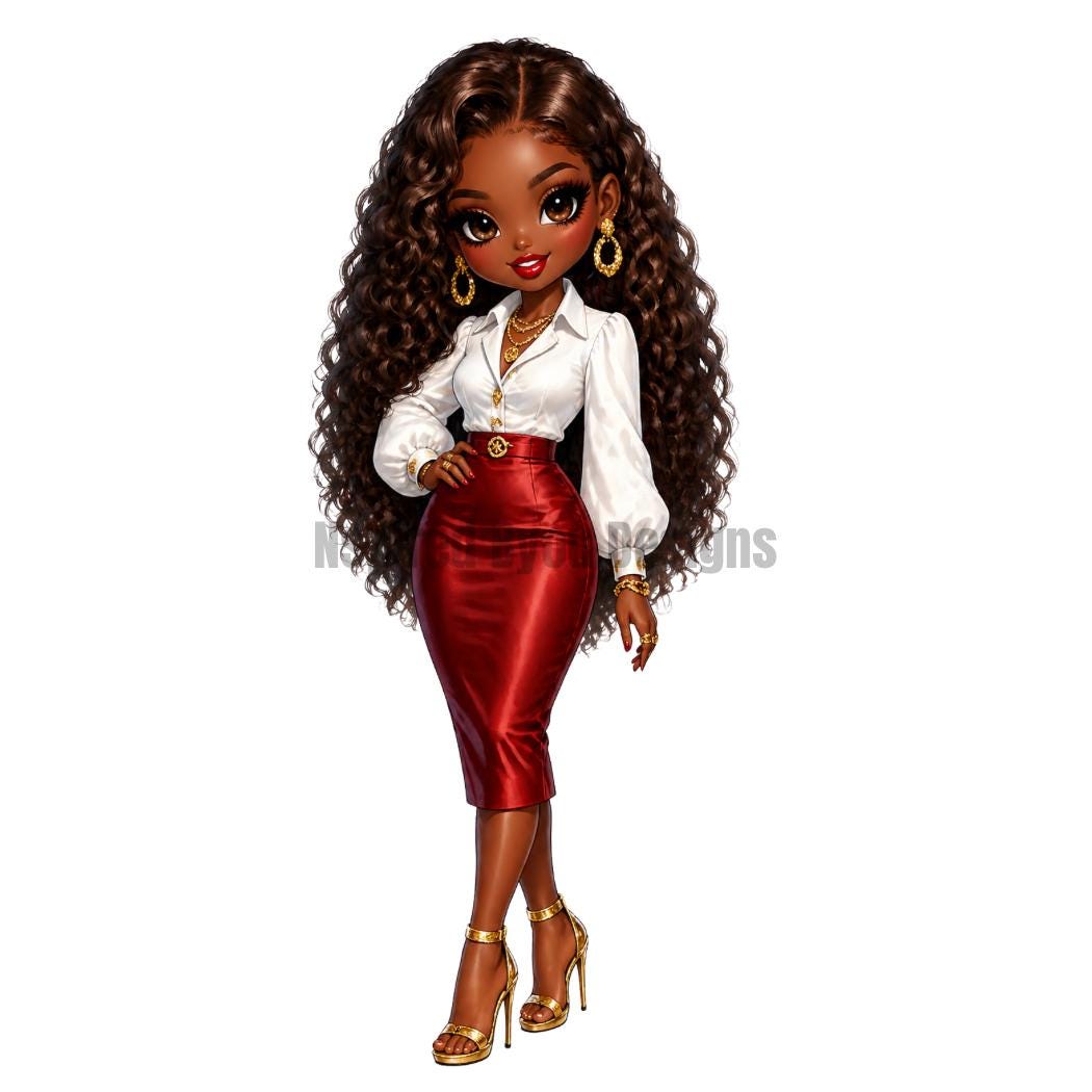 cute black woman chibi stickers of boss women, working women