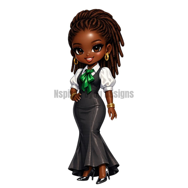 cute black woman chibi stickers of boss women, working women