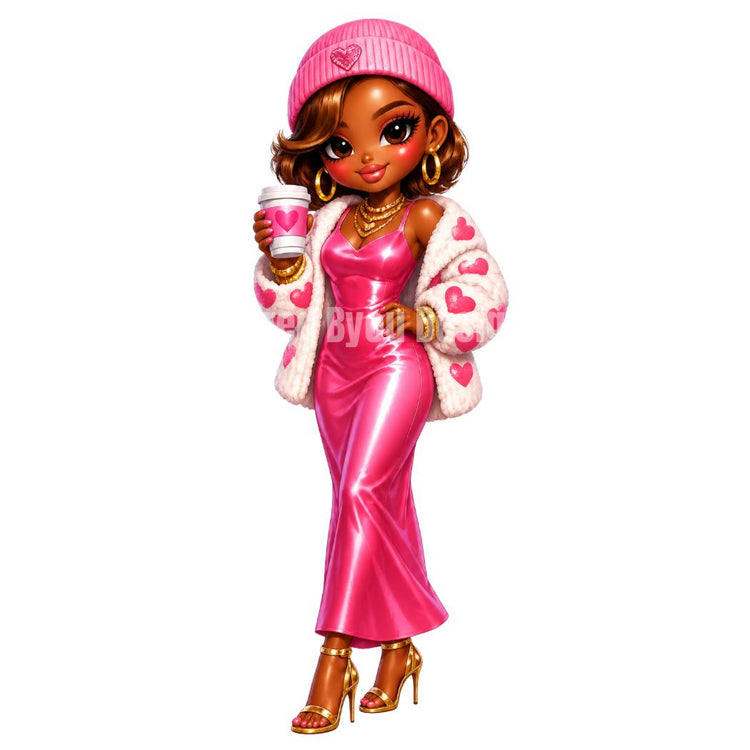 Coffee Girl Chibi PNG Collection, Black Girl Clipart, Coffee Lover PNG, Cute Coffee Black Chibi Characters, Melanin Chibi Art - Inspired BYou Home Decor