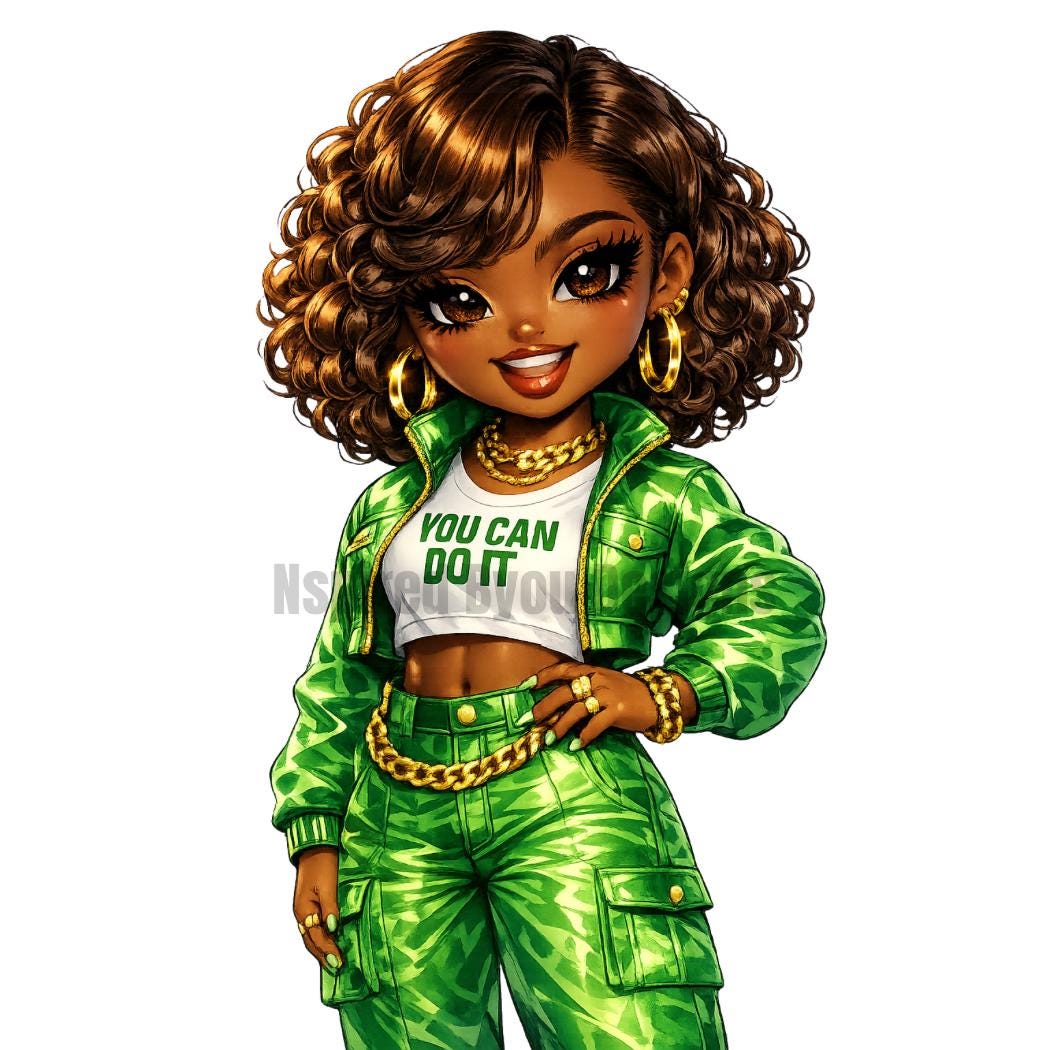 Black Girl AI Character PNG Collec | You Can Do It Inspo Collection | Motivational Afro Girl Clipart | Sublimation Designs | Tumbler PNG Set - Inspired BYou Home Decor