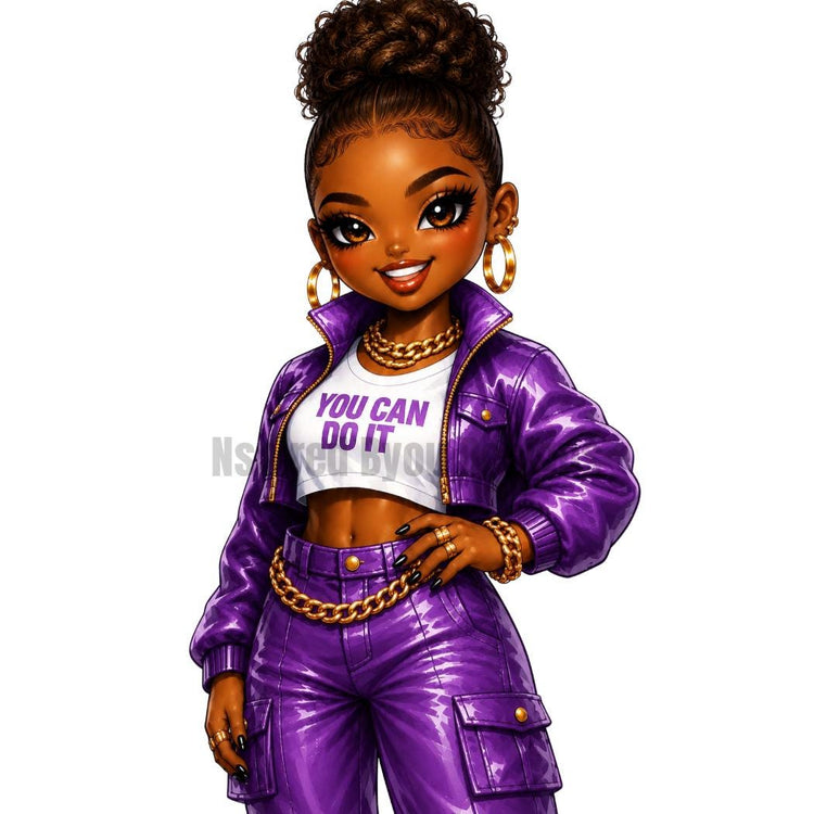 Black Girl AI Character PNG Collec | You Can Do It Inspo Collection | Motivational Afro Girl Clipart | Sublimation Designs | Tumbler PNG Set - Inspired BYou Home Decor