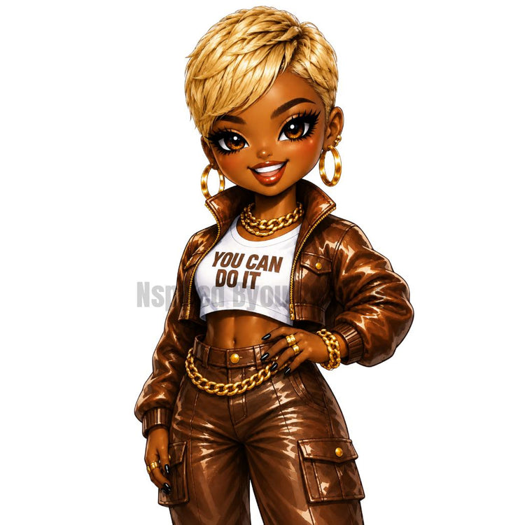 Black Girl AI Character PNG Collec | You Can Do It Inspo Collection | Motivational Afro Girl Clipart | Sublimation Designs | Tumbler PNG Set - Inspired BYou Home Decor