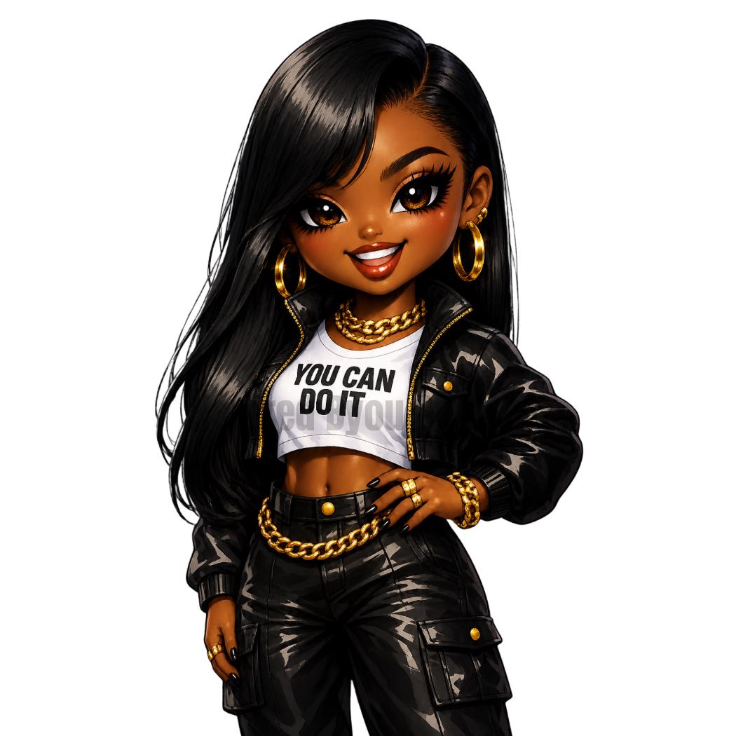 Black Girl AI Character PNG Collec | You Can Do It Inspo Collection | Motivational Afro Girl Clipart | Sublimation Designs | Tumbler PNG Set - Inspired BYou Home Decor