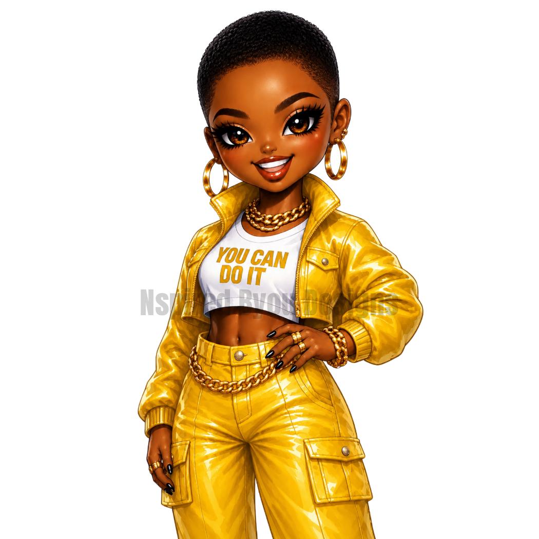 Black Girl AI Character PNG Collec | You Can Do It Inspo Collection | Motivational Afro Girl Clipart | Sublimation Designs | Tumbler PNG Set - Inspired BYou Home Decor