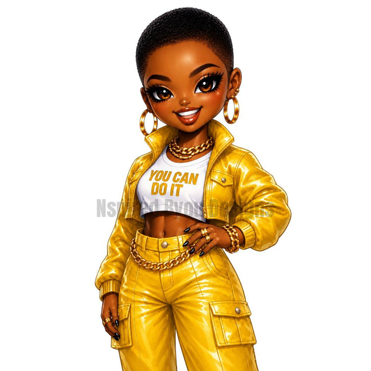 Black Girl AI Character PNG Collec | You Can Do It Inspo Collection | Motivational Afro Girl Clipart | Sublimation Designs | Tumbler PNG Set - Inspired BYou Home Decor