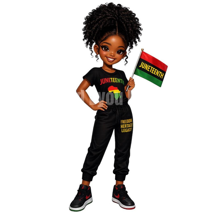 black Juneteenth chibi pictures for stickers
