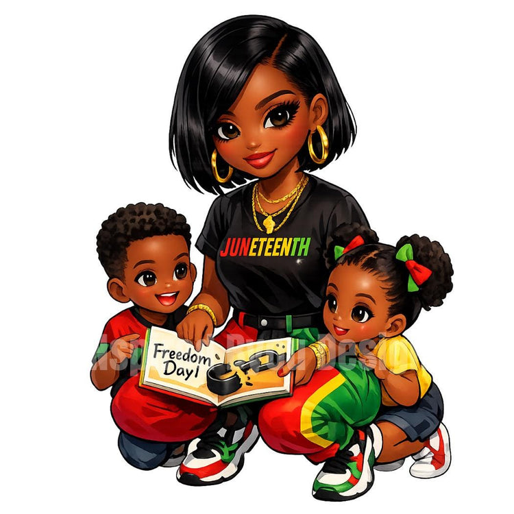 black Juneteenth chibi pictures for stickers