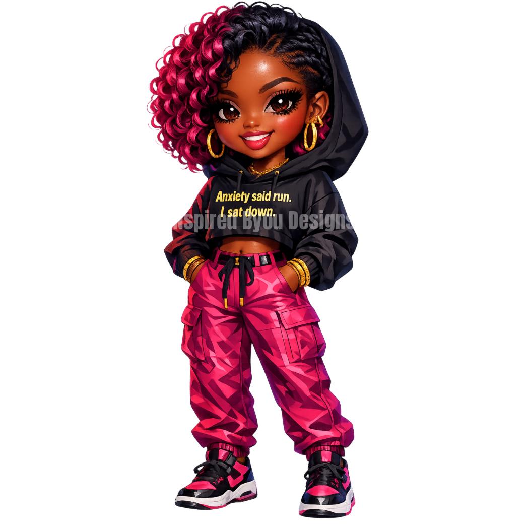 anxiety stickers, black girl clip art sticker