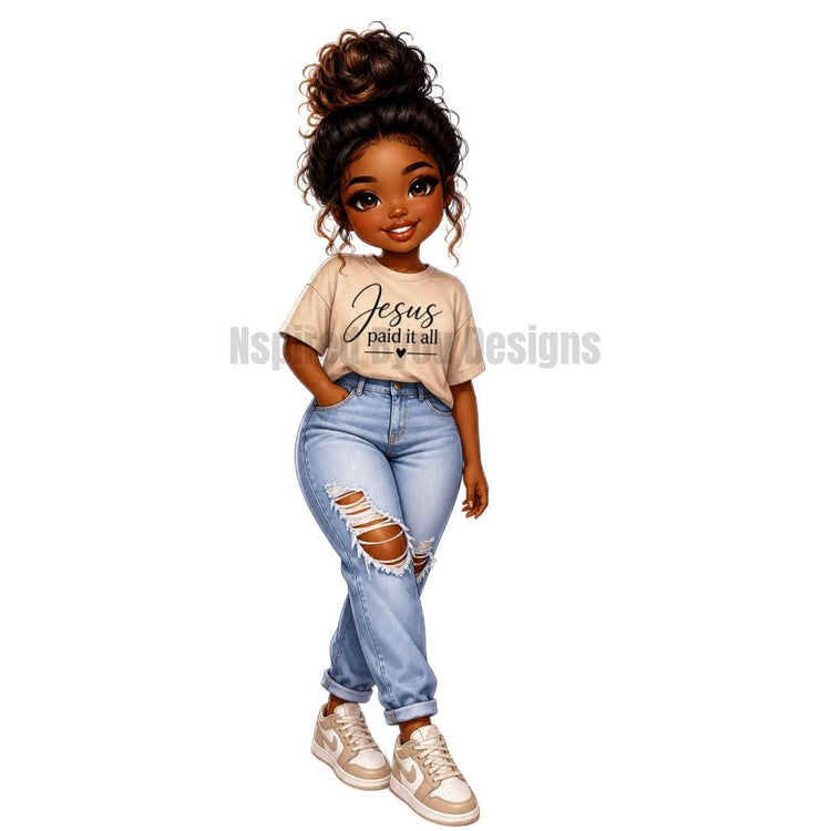 Jesus Paid It All  Collection, Black Girl PNG, Faith Based PNG, black Girl Clipart, Christian Digital Download, Tumbler Design, T-Shirt PNG - Inspired BYou Home Decor
