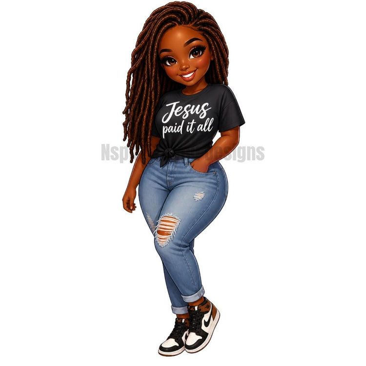 Jesus Paid It All  Collection, Black Girl PNG, Faith Based PNG, black Girl Clipart, Christian Digital Download, Tumbler Design, T-Shirt PNG - Inspired BYou Home Decor