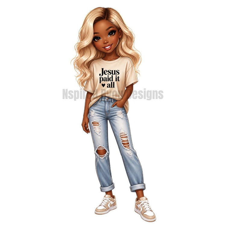 Jesus Paid It All  Collection, Black Girl PNG, Faith Based PNG, black Girl Clipart, Christian Digital Download, Tumbler Design, T-Shirt PNG - Inspired BYou Home Decor