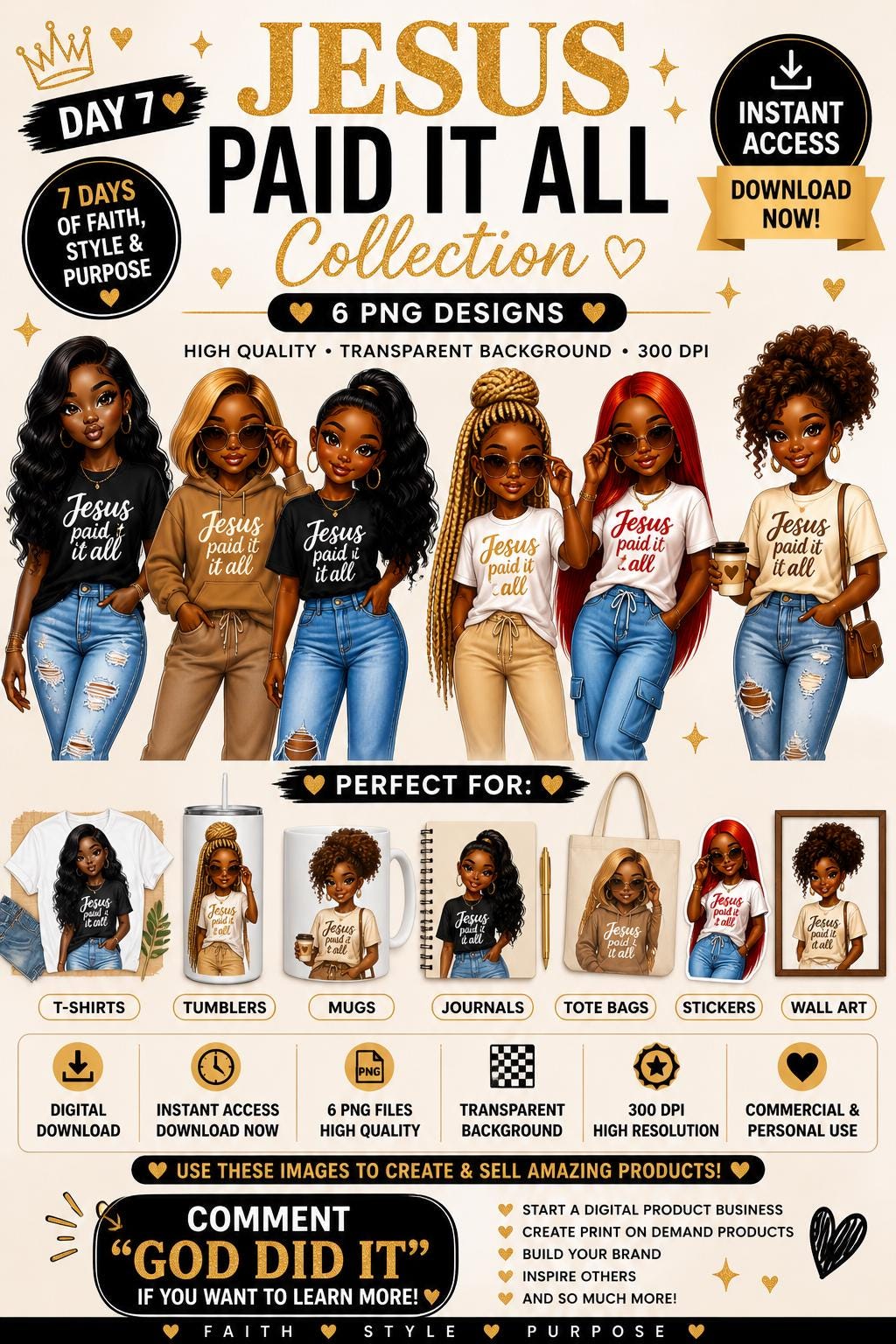 black women jesus paid it all themed stickers and clip art
