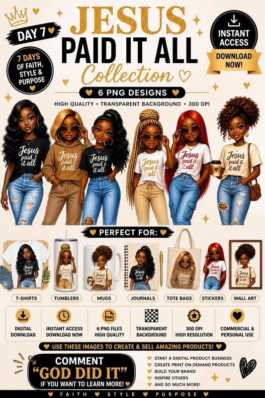 black women jesus paid it all themed stickers and clip art